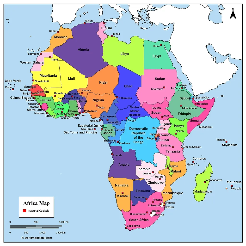 Africa Map With Countries Labeled Map Of Africa PDF 