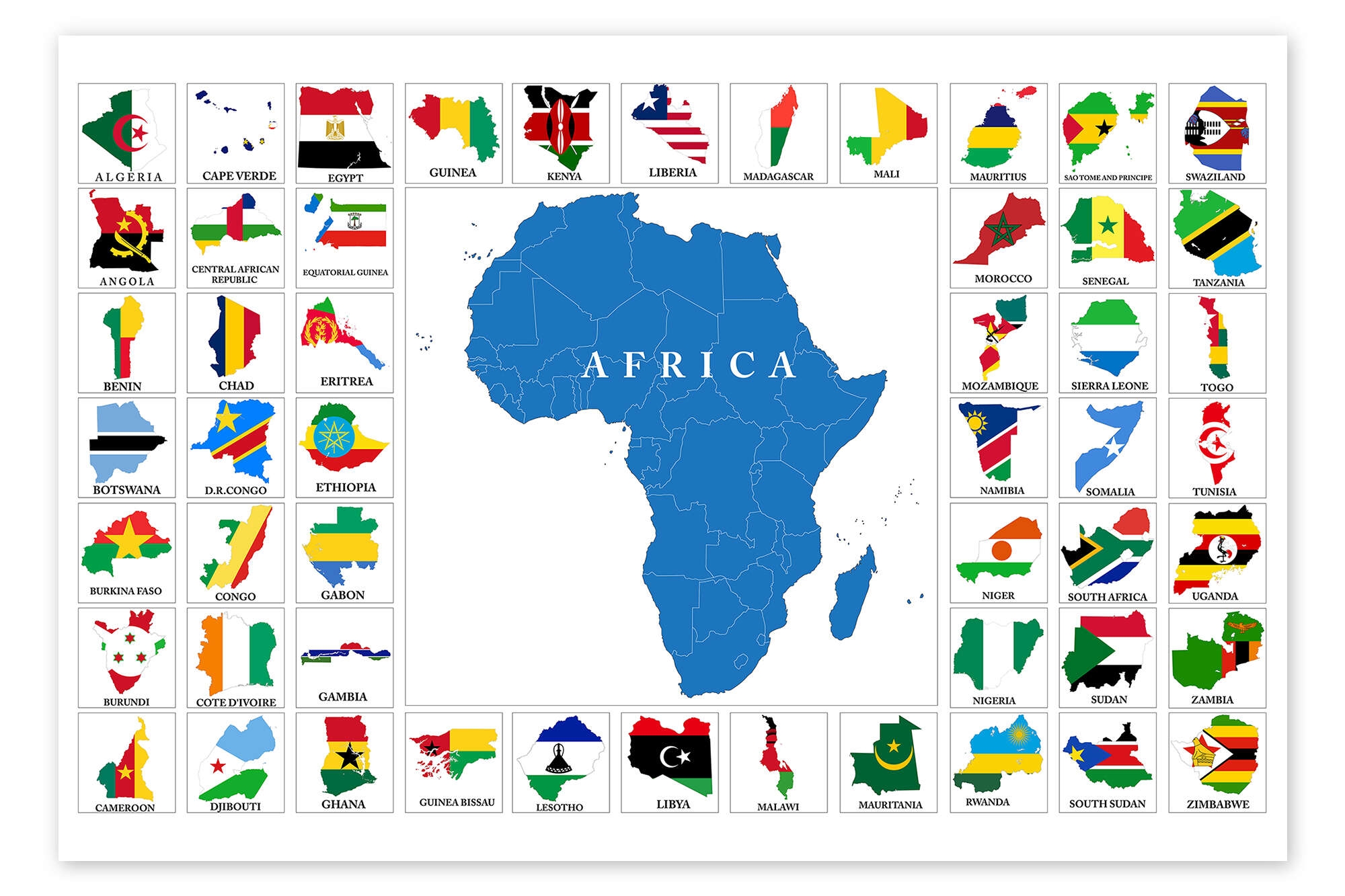 Flags Of African Countries Printable Chart