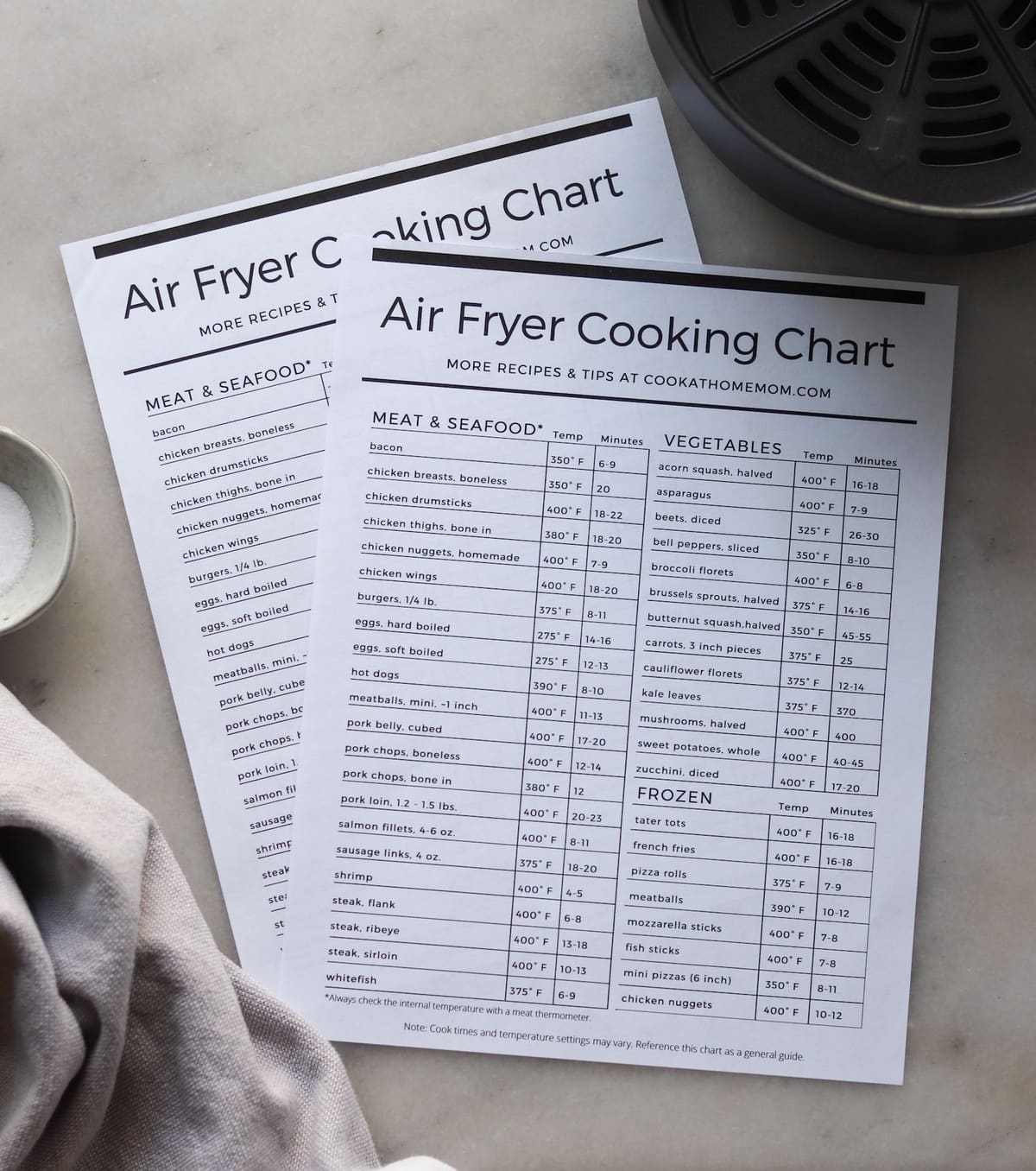Printable Air Fryer Cooking Chart Printable Air Fryer Cooking Chart