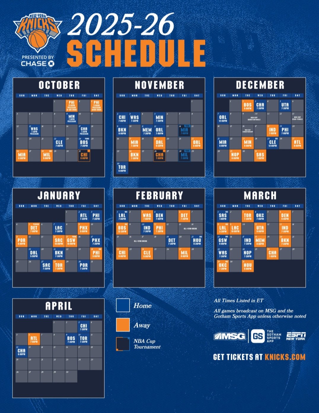 Alex B On X New York Knicks 2025 2026 Printable Schedule Https t co TdBQ5sILwO X