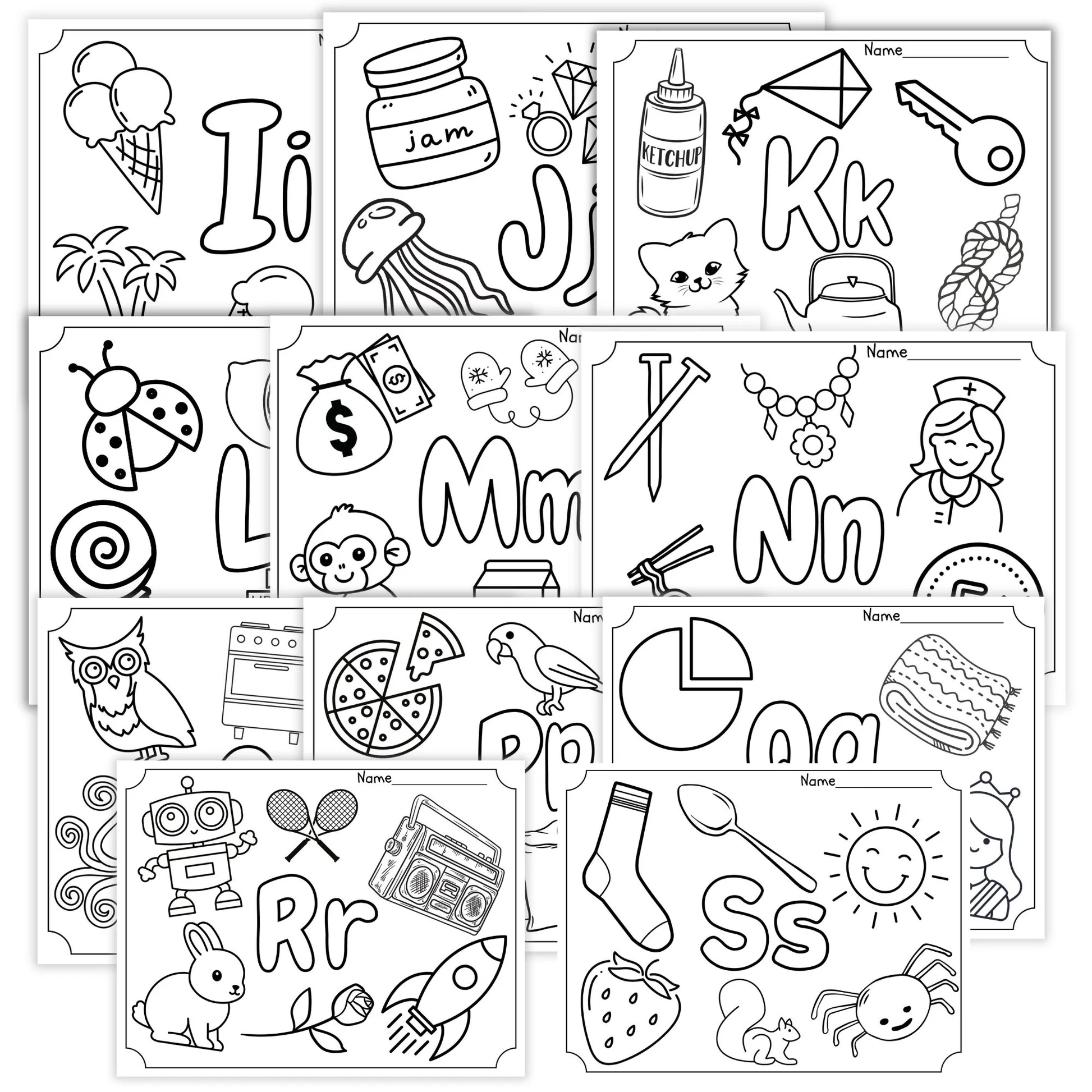 Printable Alphabet Color Sheets