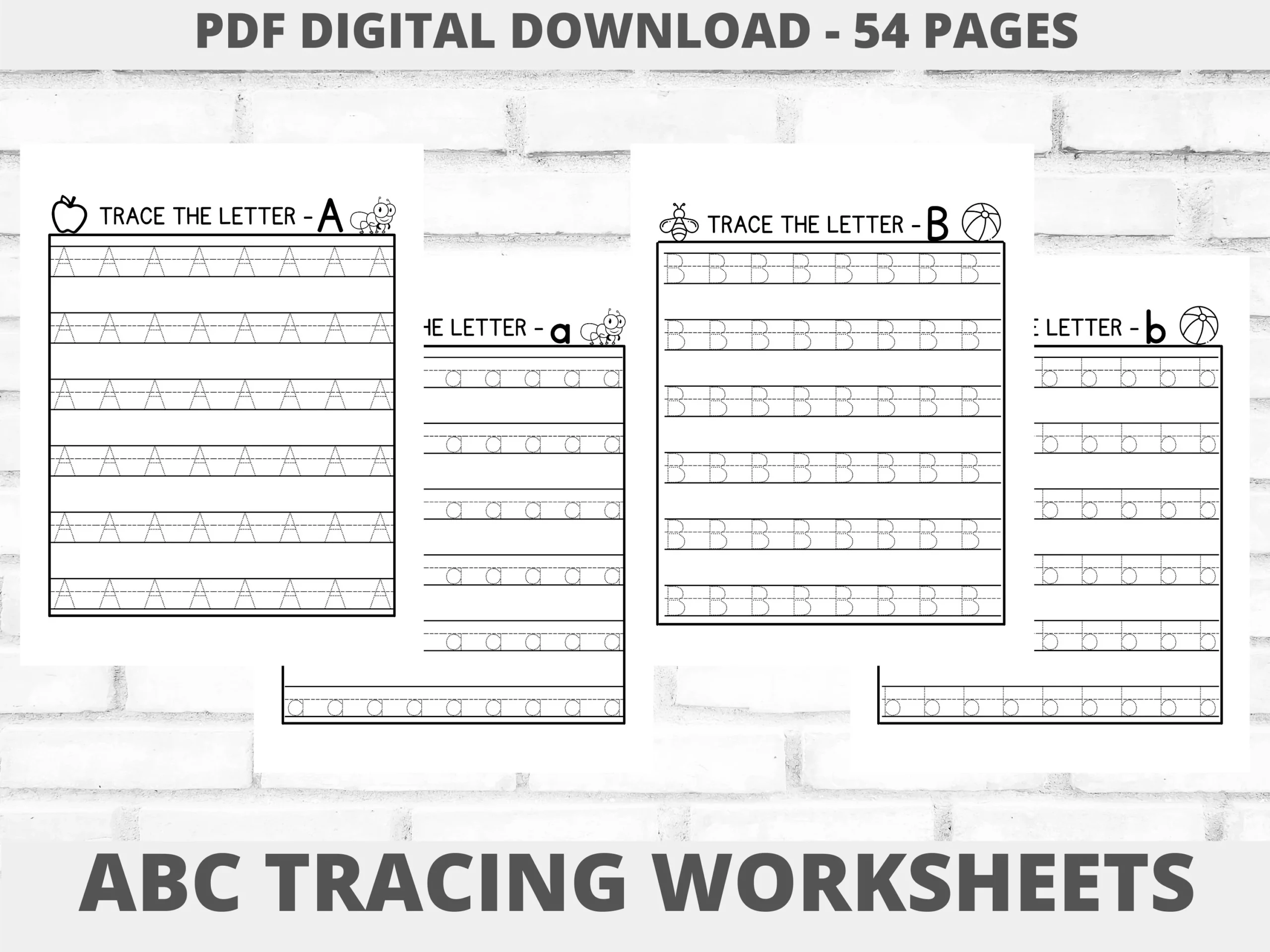 Alphabet List Followed By Lines Printable