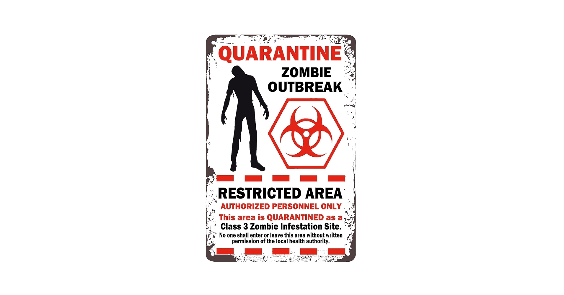 Amazon Flytime Warning Restricted Area Quarantine Zombie Outbreak Vintage Tin Signs Retro Metal Plate Wall Decor Funny Coffee Bar Signs 8X12Inch Home Kitchen