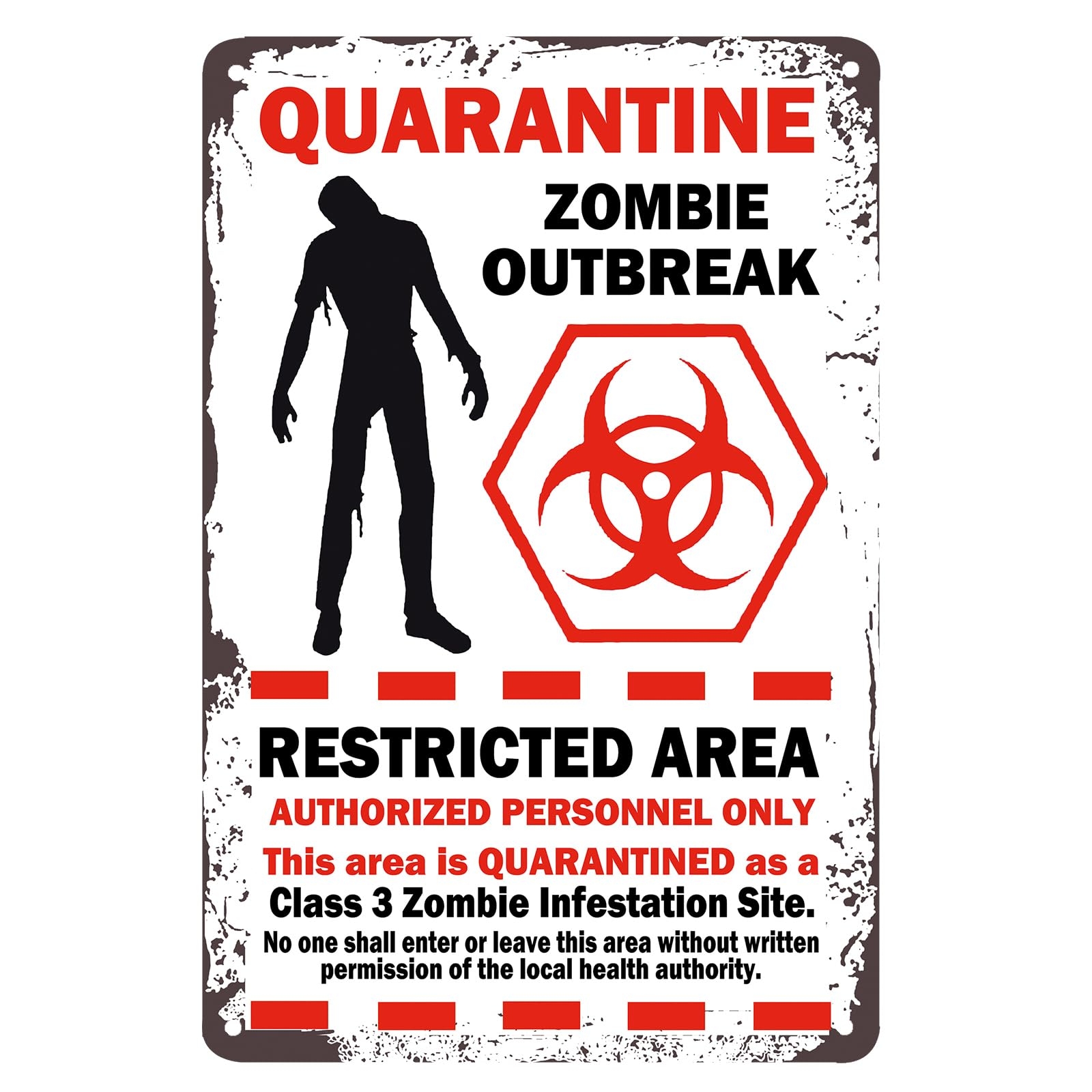 Amazon Flytime Warning Restricted Area Quarantine Zombie Outbreak Vintage Tin Signs Retro Metal Plate Wall Decor Funny Coffee Bar Signs 8X12Inch Home Kitchen