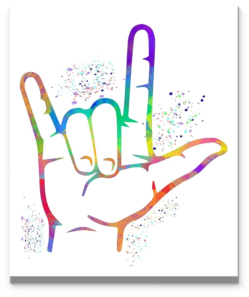 Amazon I Love You ASL Wall Art American Sign Language Quote Watercolor On White Hand Signal 14x11 Unframed Print Poster Ideal For Office Workplace Home Bedroom And Classroom Diversity Decor Great Posters