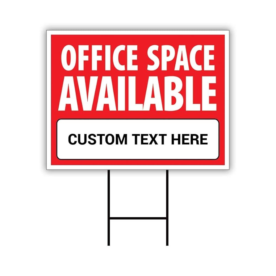 Amazon Office Space Available Yard Sign Personalized 24 X 18 Coroplast Visible Text Long Lasting Rust Free Custom Office Space Available Rent Lease Sign With Metal H Stake B 24x18 Single