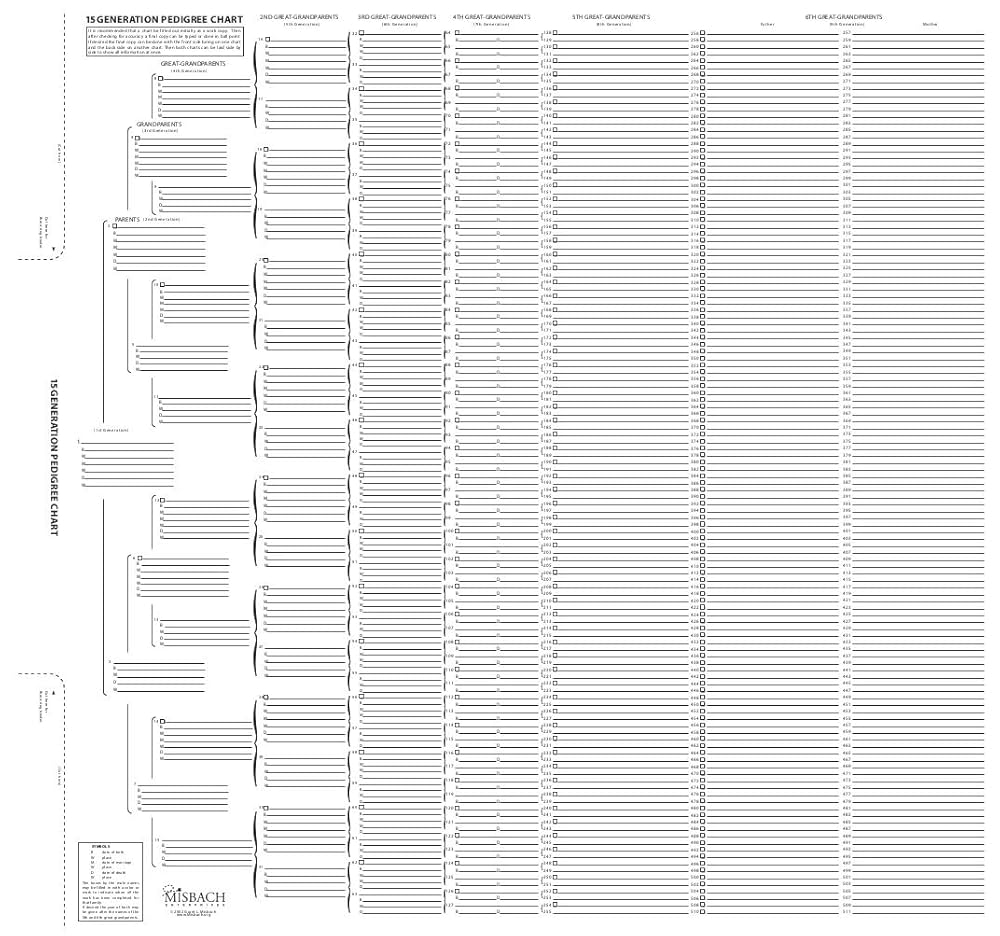 Amazon TreeSeek 15 Generation Pedigree Chart Blank Genealogy Forms For Family History And Ancestry Work Office Products