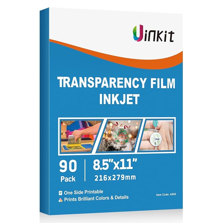 Amazon Uinkit Bulk 90 Sheets Printable Transparency Film Acetate Clear Sheets For Crafts 8 5x11 OHP Overhead Projector Film For Inkjet Printer Quick Dry Office Products