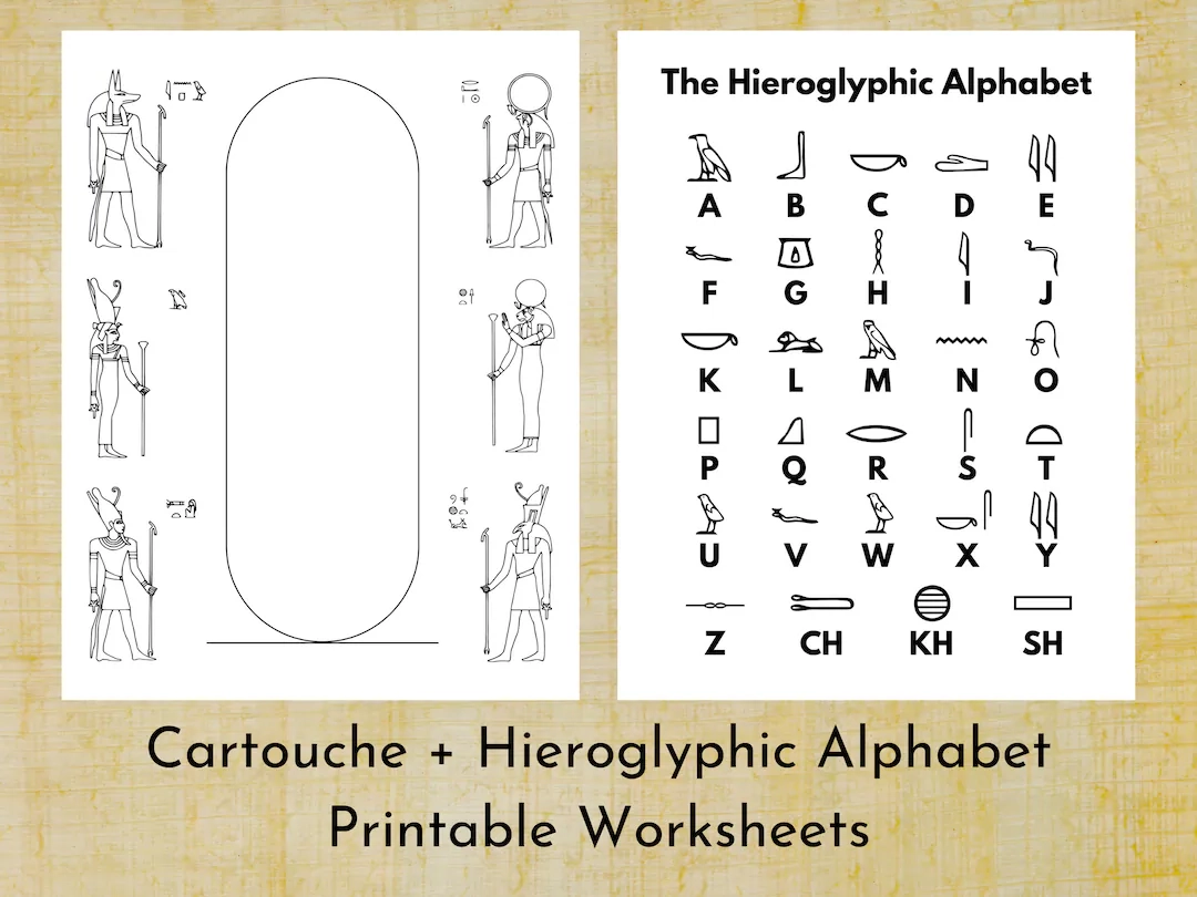 Ancient Egyptian Hieroglyphic Alphabet Cartouche Printable Worksheet Ancient History School Activity Worksheet Digital Download Etsy