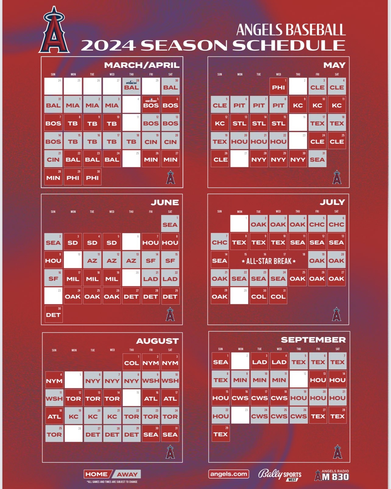 Los Angeles Printable Schedule