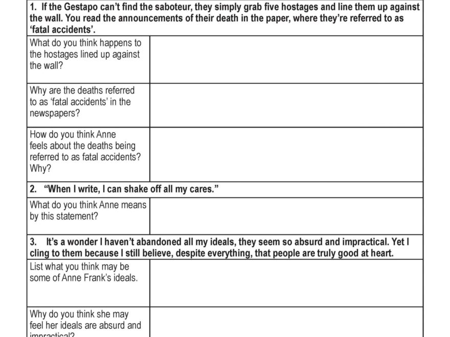 Anne Frank Free PDF Download Learn Bright Worksheets Library