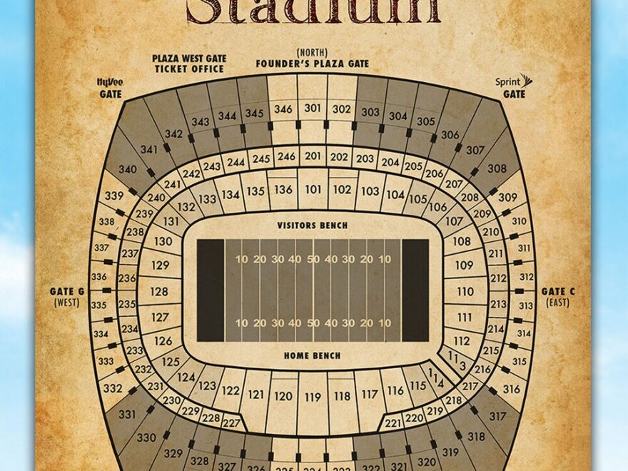 Arrowhead Football Stadium Seating Chart 11x14 Unframed Art Print Bar Decor EBay