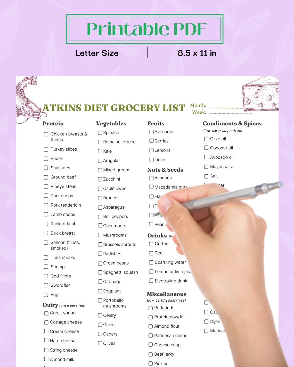 Printable Adkins Food List