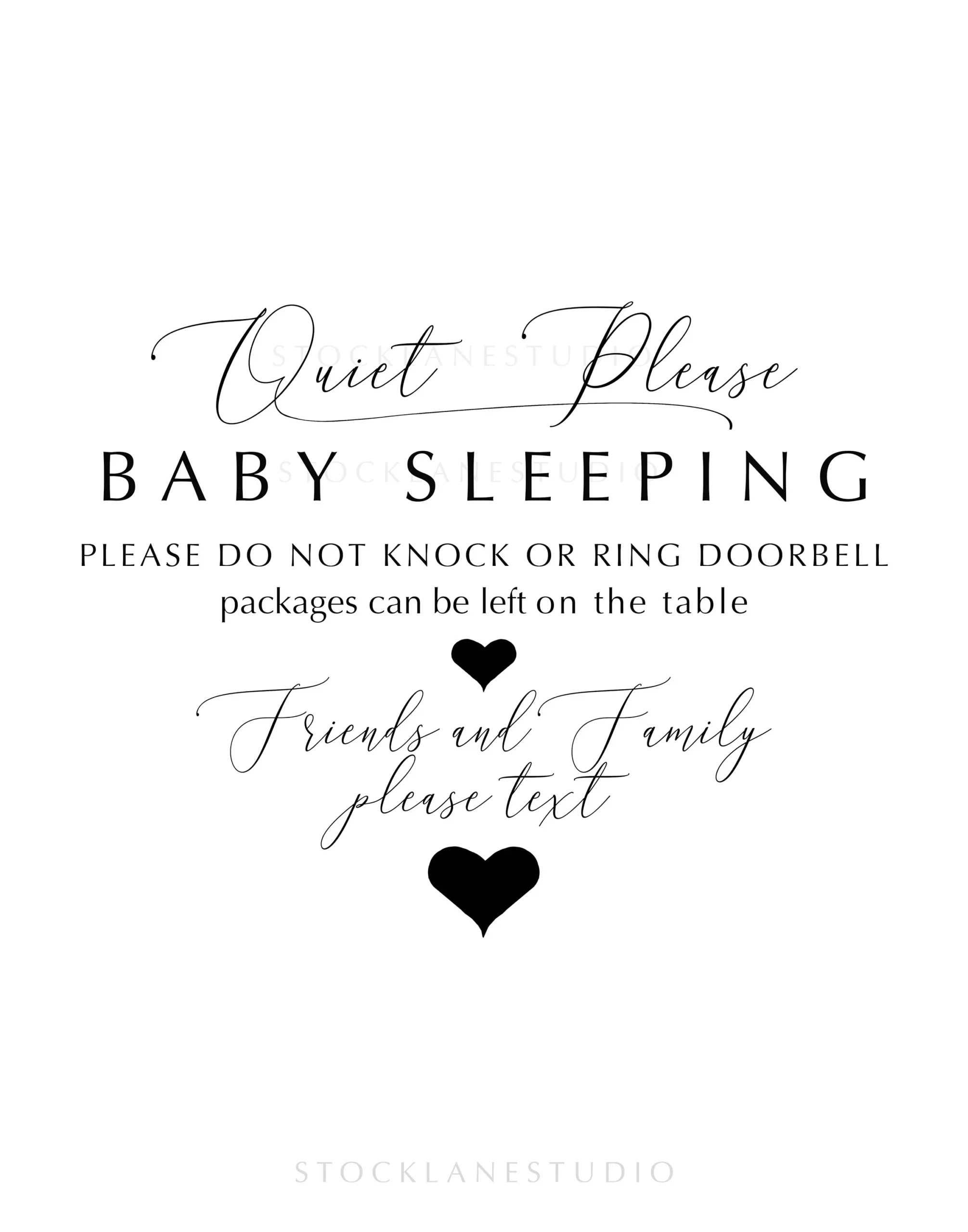 Baby Sleeping Sign Quiet Please Nursery Decor PDF JPG Etsy