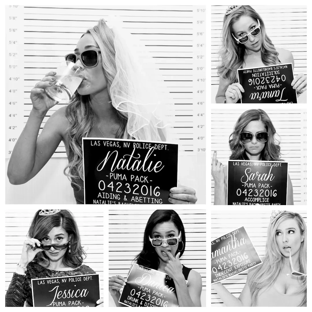 Bachelorette Party Mugshot Signs Customized With Your Girls Information And Your Ink Color Etsy