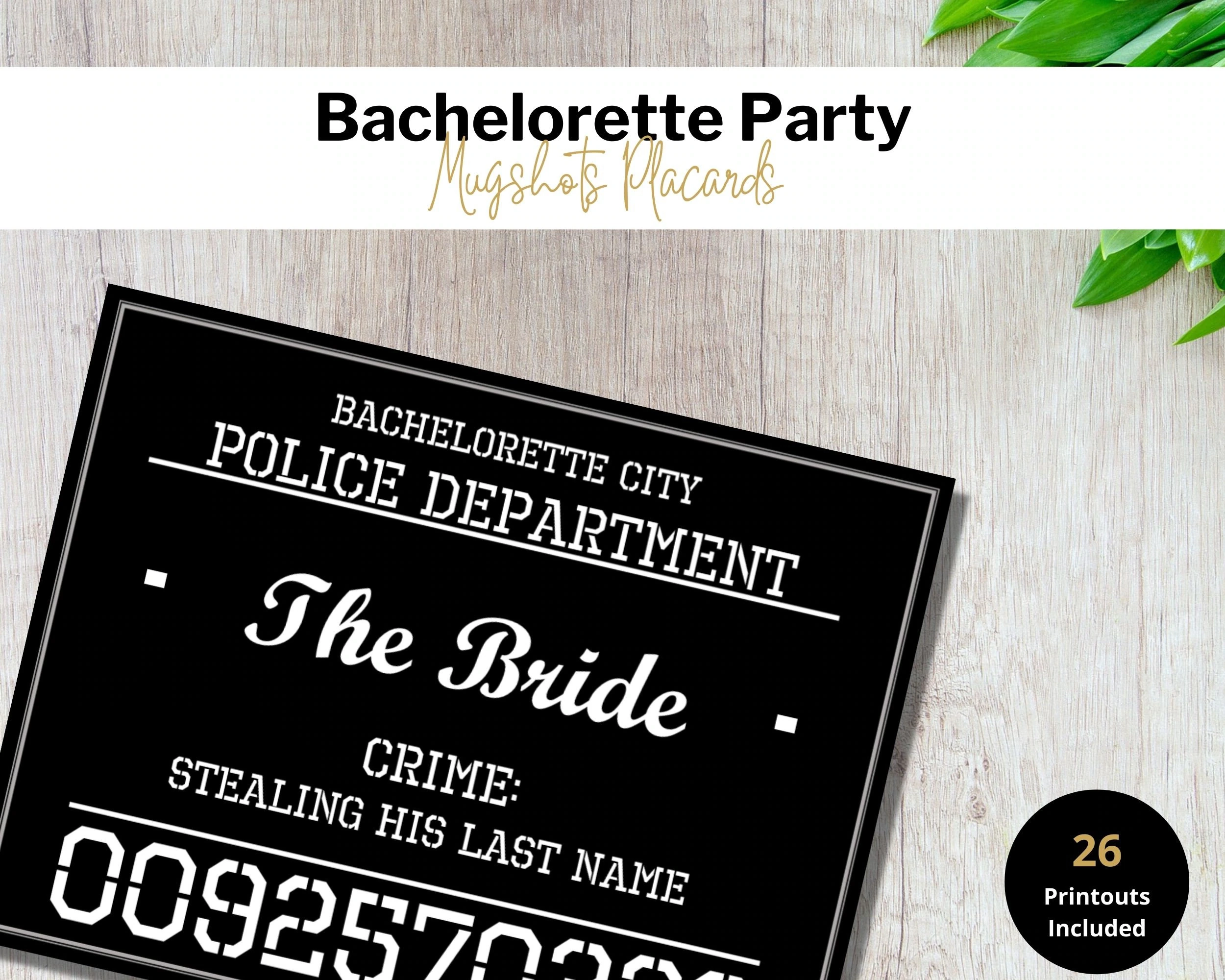 Bachelorette Party Mugshots Bachelorette Party Game Bridal Party Minimalist Modern Mugshot Printables Digital Download Etsy