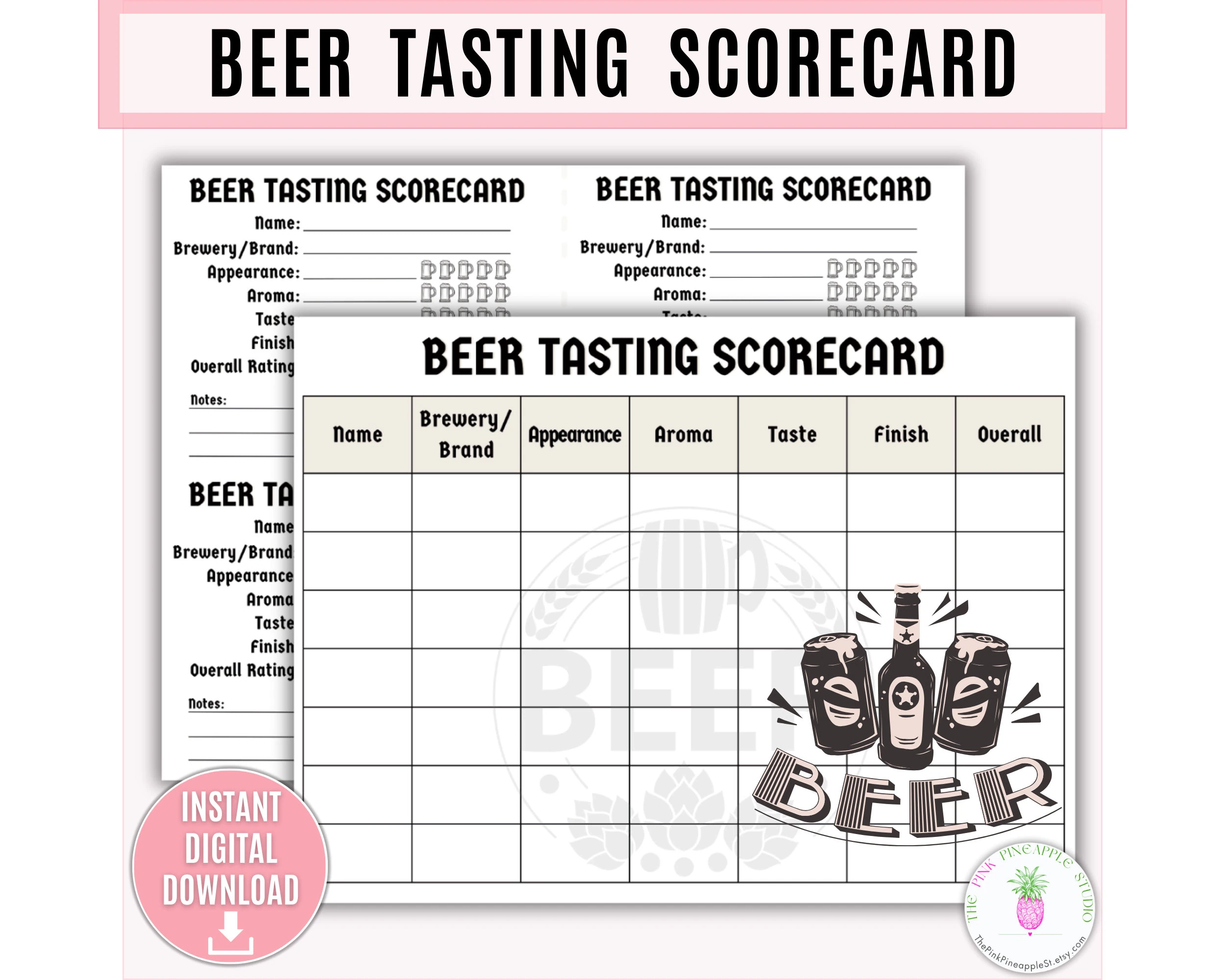 Beer Tasting Scorecard Printable Template Beer Party Food Tasting Game Beer Judging Sheet Beer Competition Ballot Brewery Tasting Flight Etsy