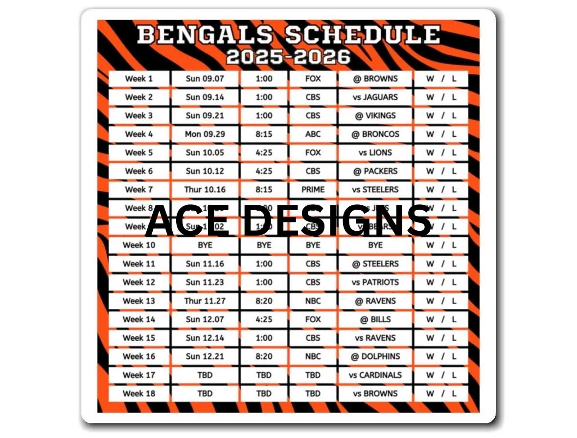 Bengals Schedule Etsy