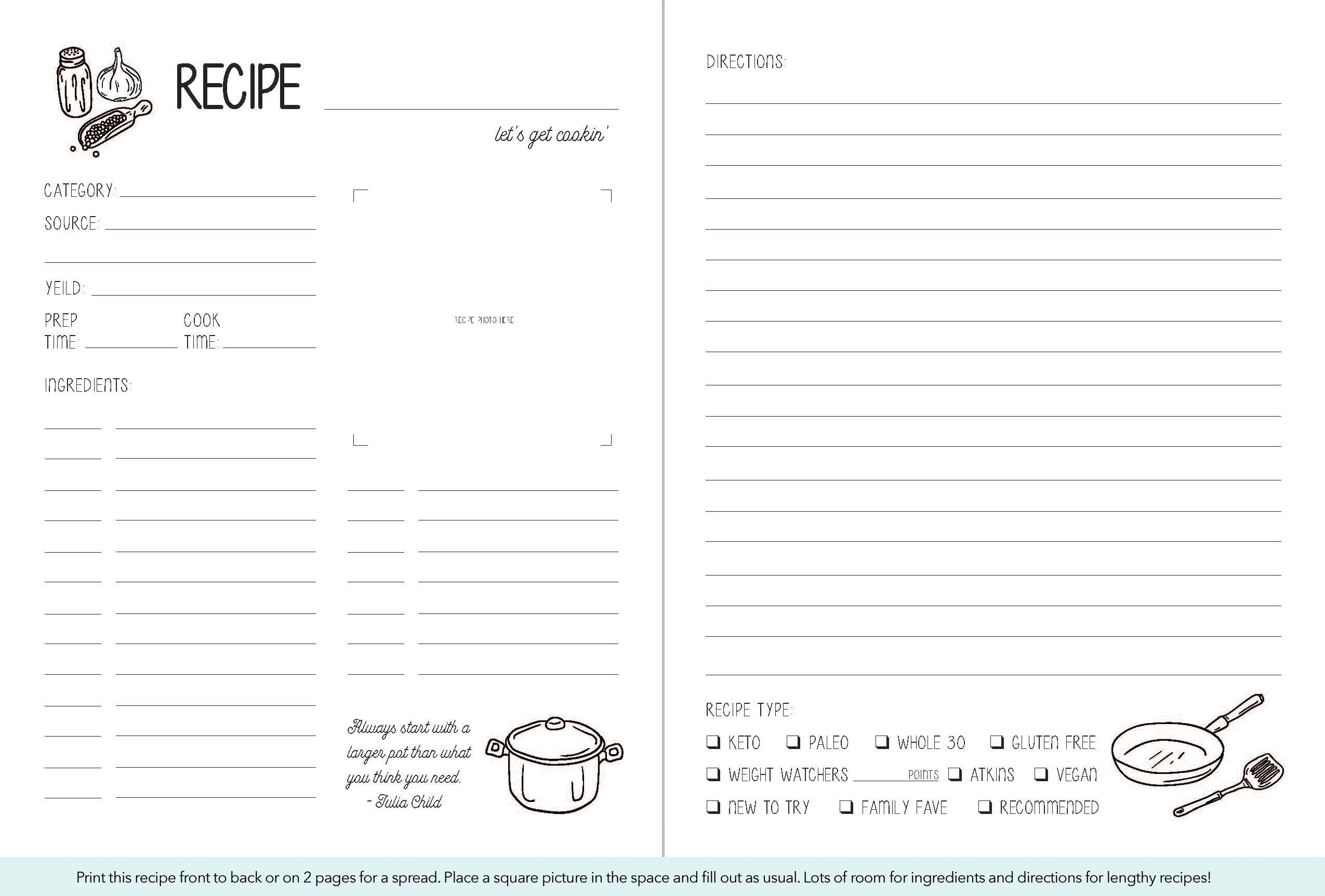 Printable Happy Planner Recipe Printable Happy Planner Recipe
