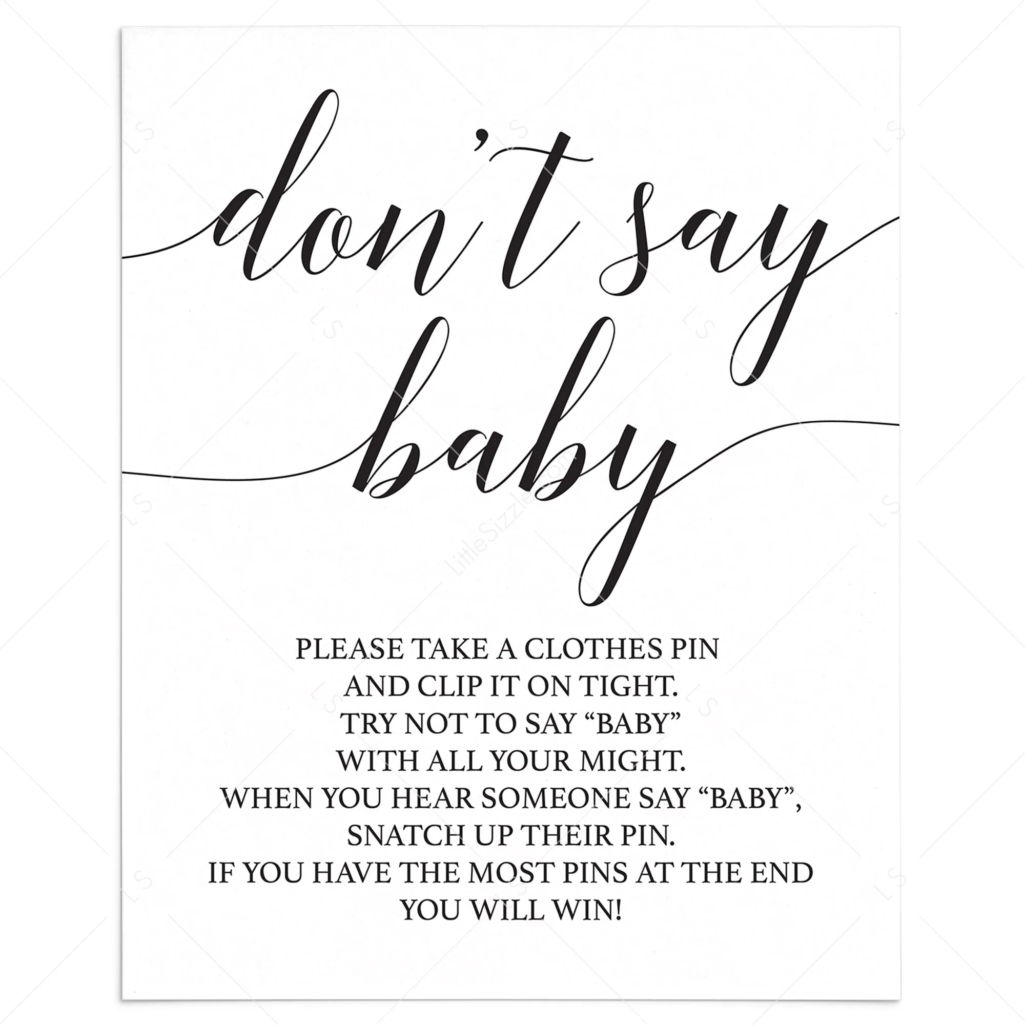 Free Printable Dont Say Baby Sign