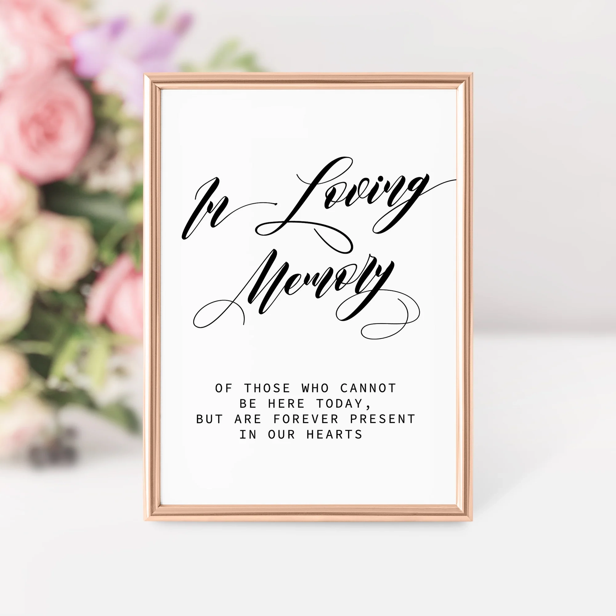 Black Script Wedding Memorial Sign Printable Minimalist In Loving Mem PlumPolkaDot
