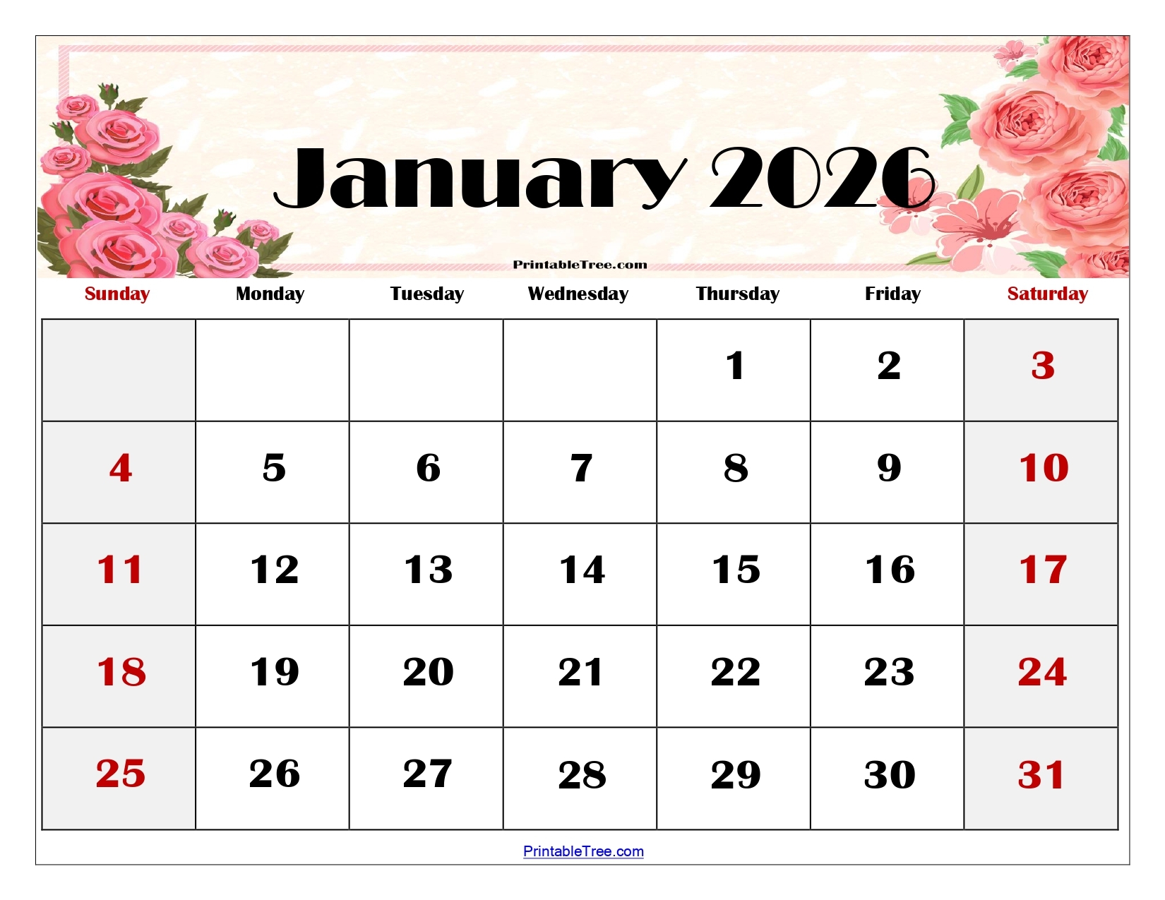 Monthly Planner January 2026 Printable Monthly Planner January 2026 Printable
