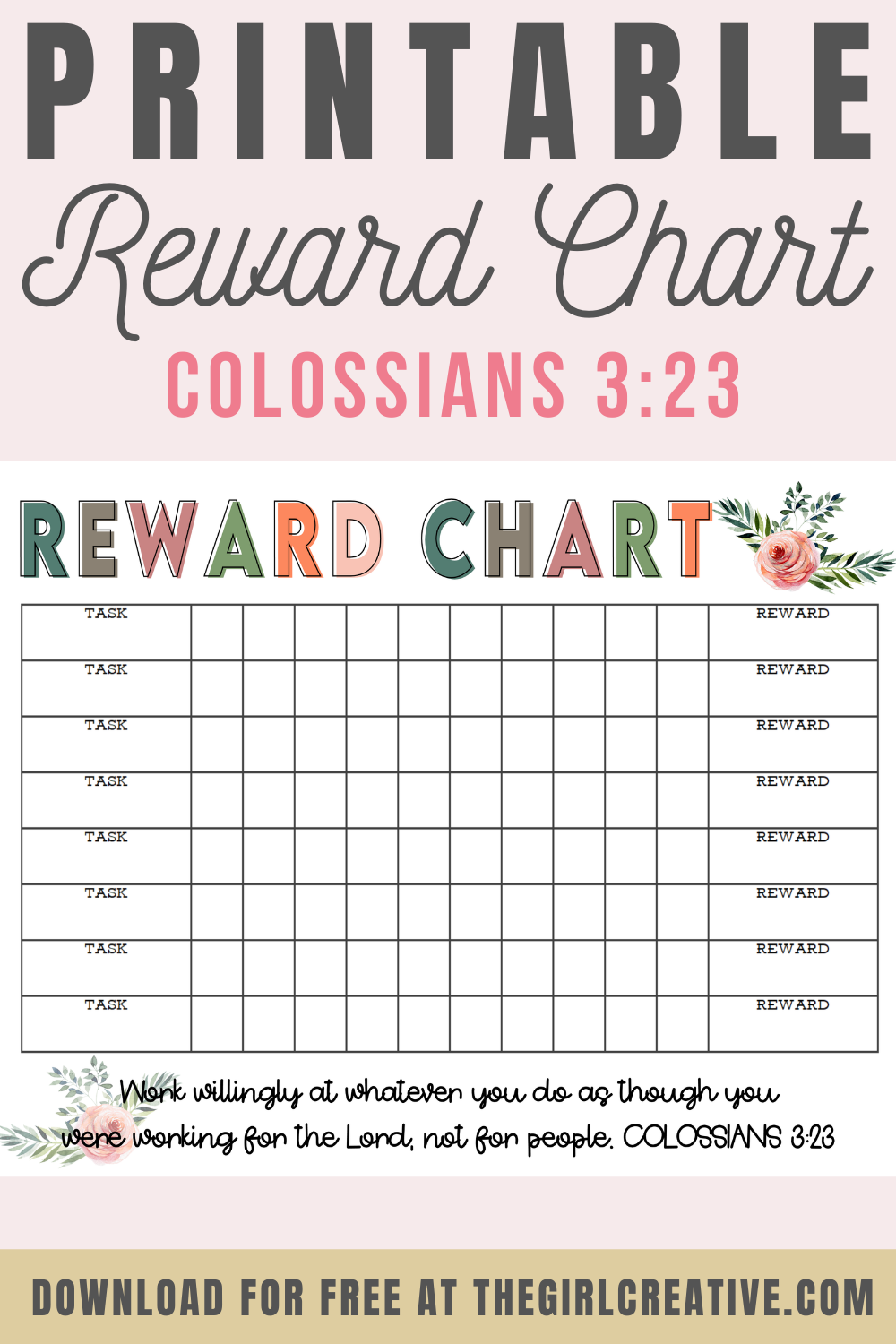Free Printable 10 Day Reward Chart