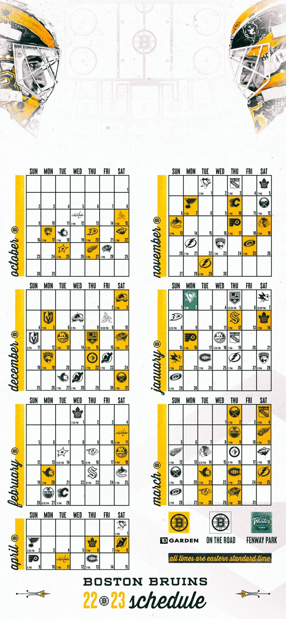 Boston Bruins Season Schedule Printable