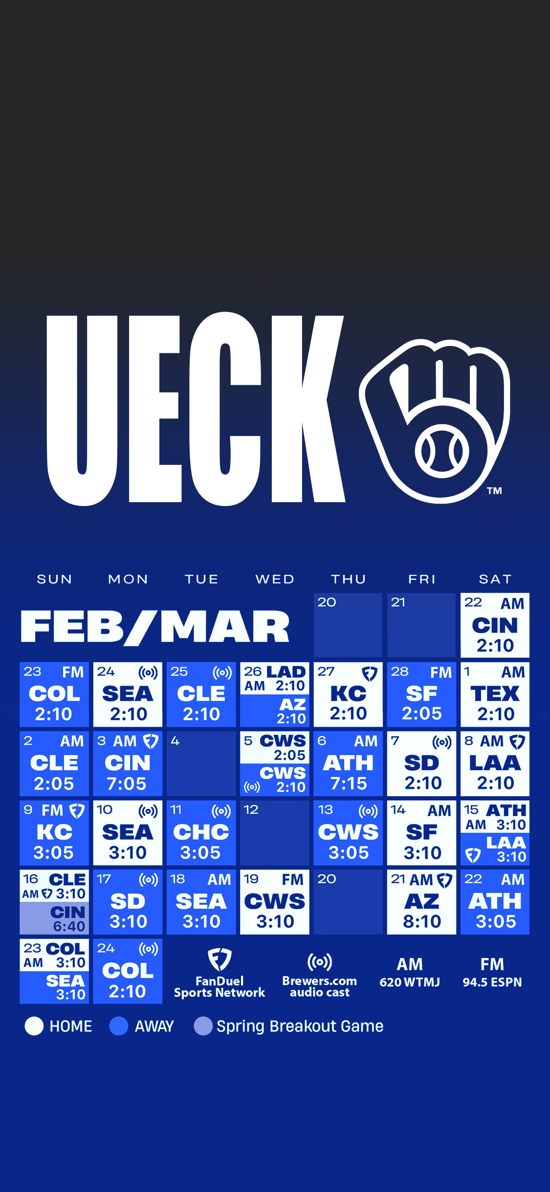 Brewers 2025 Spring Training Phone Wallpaper Schedules R Brewers