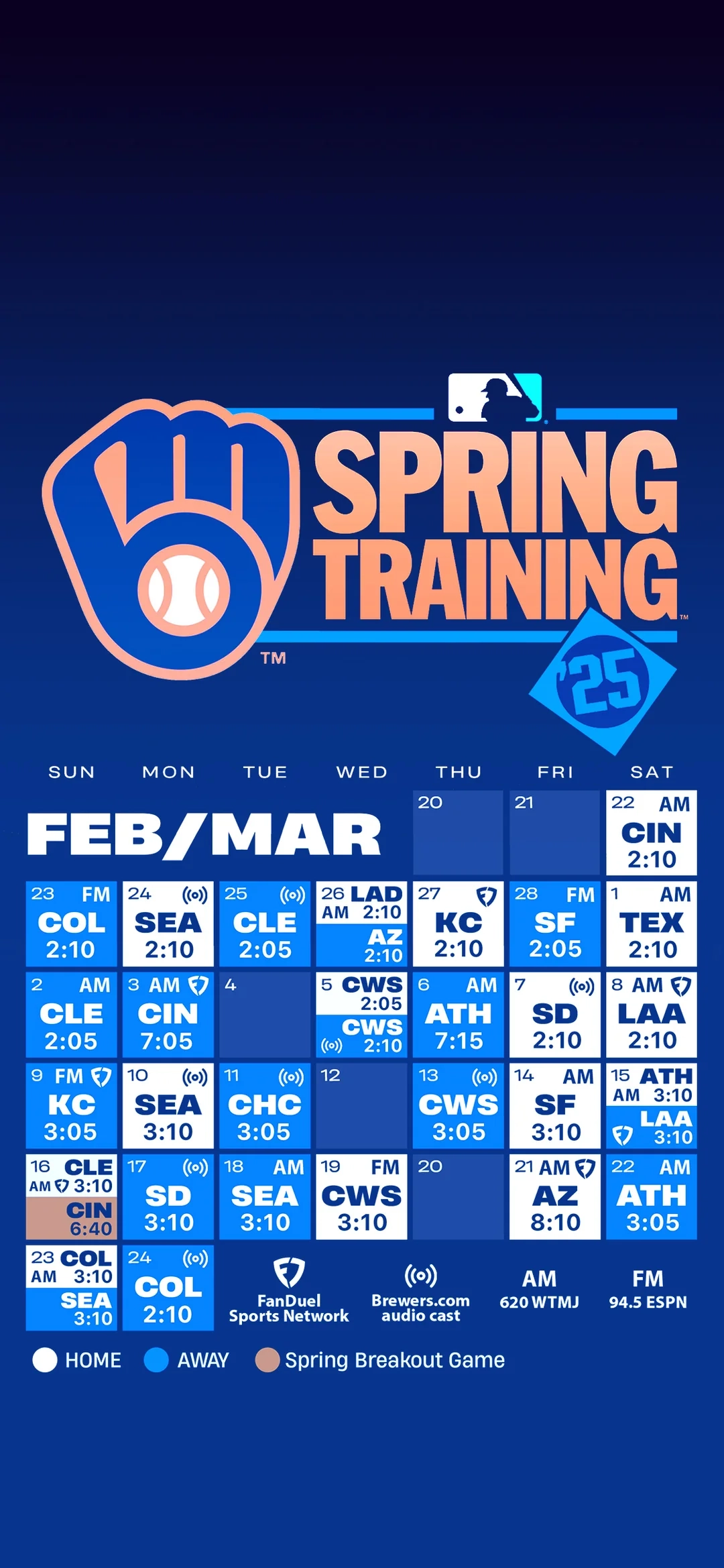 Brewers 2026 Printable Schedule Cst