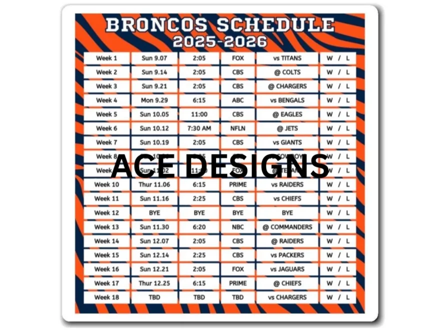 Bronco Football Schedule Etsy