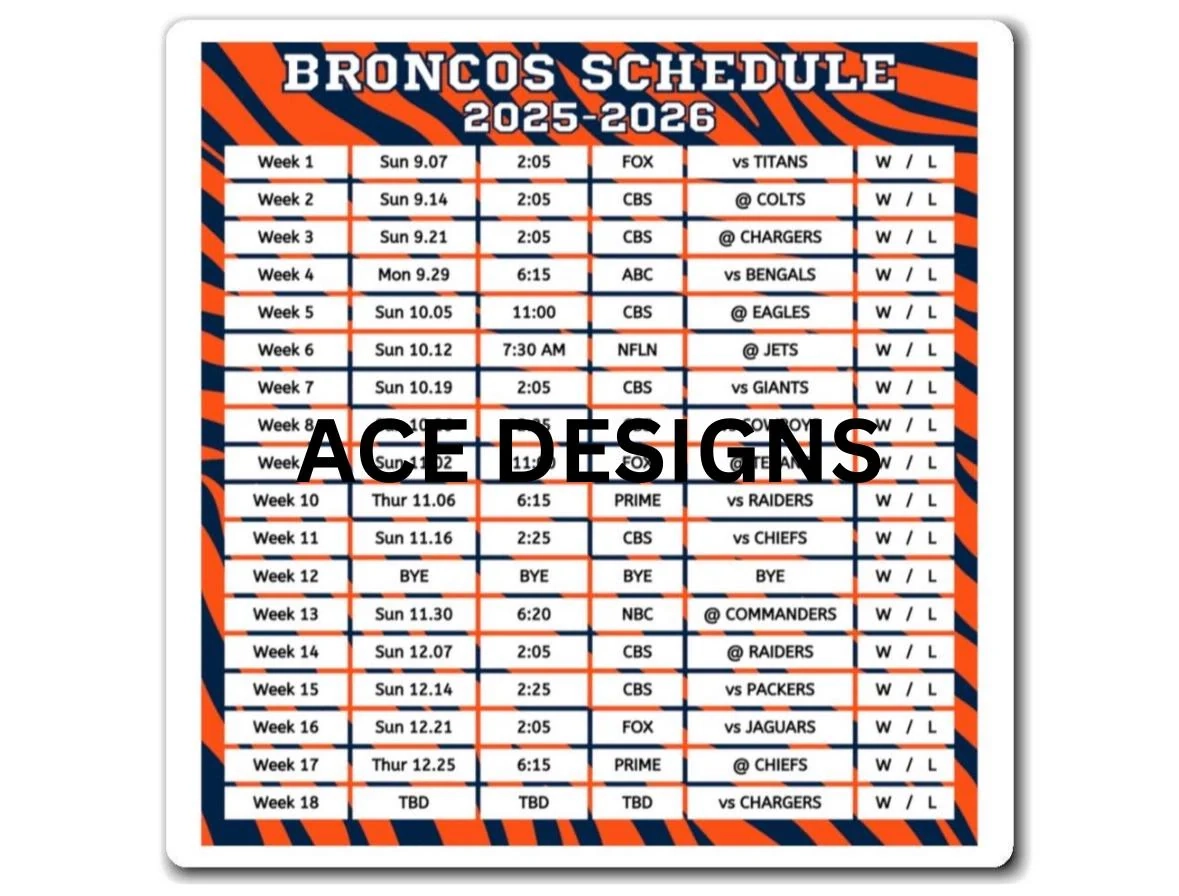 Printable Denver Bronco Schedule 2026