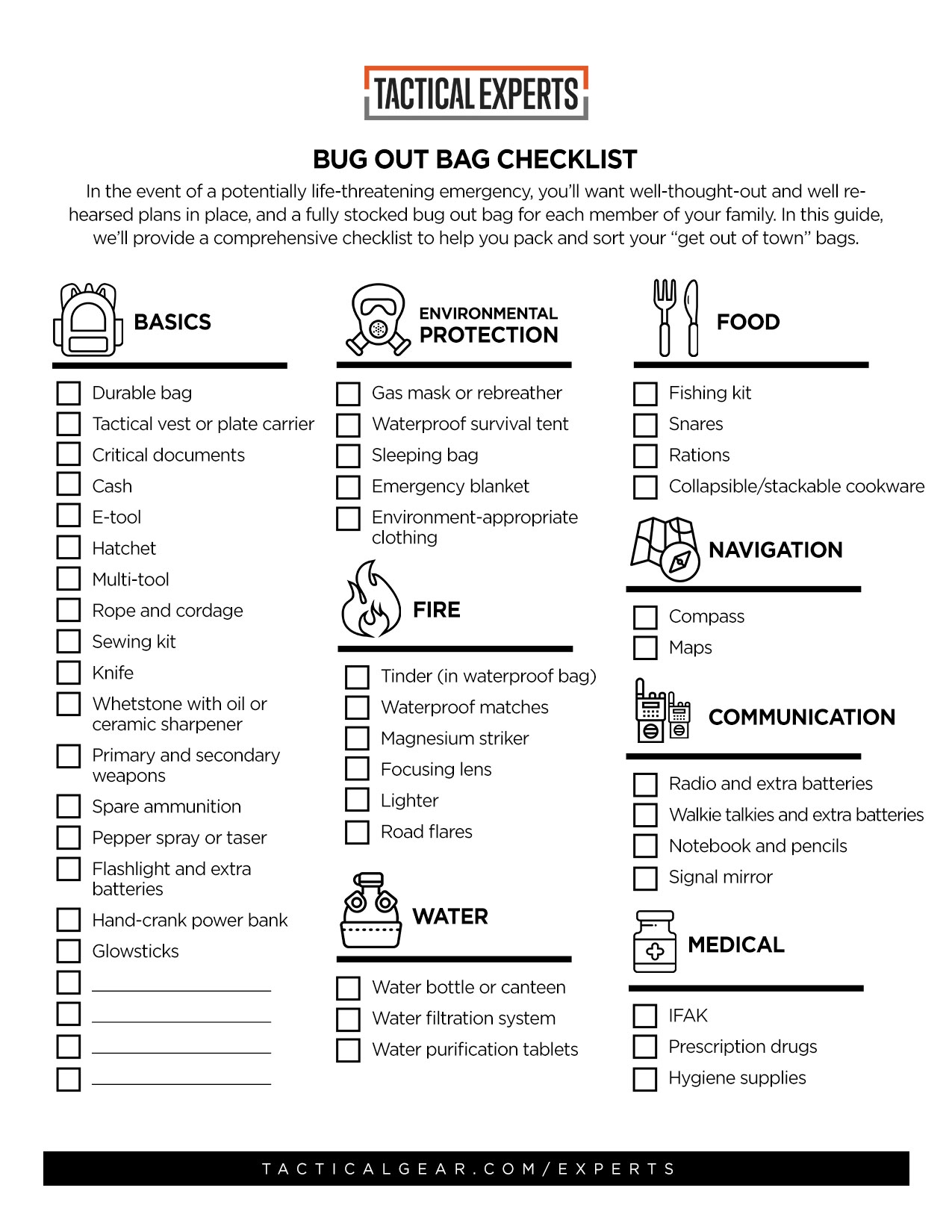 Bug Out Bag Checklist The Essential Guide To Bugging Out TacticalGear