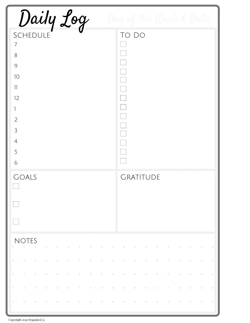 Bullet Journal Templates Full Page Undated Organized 31 Shop