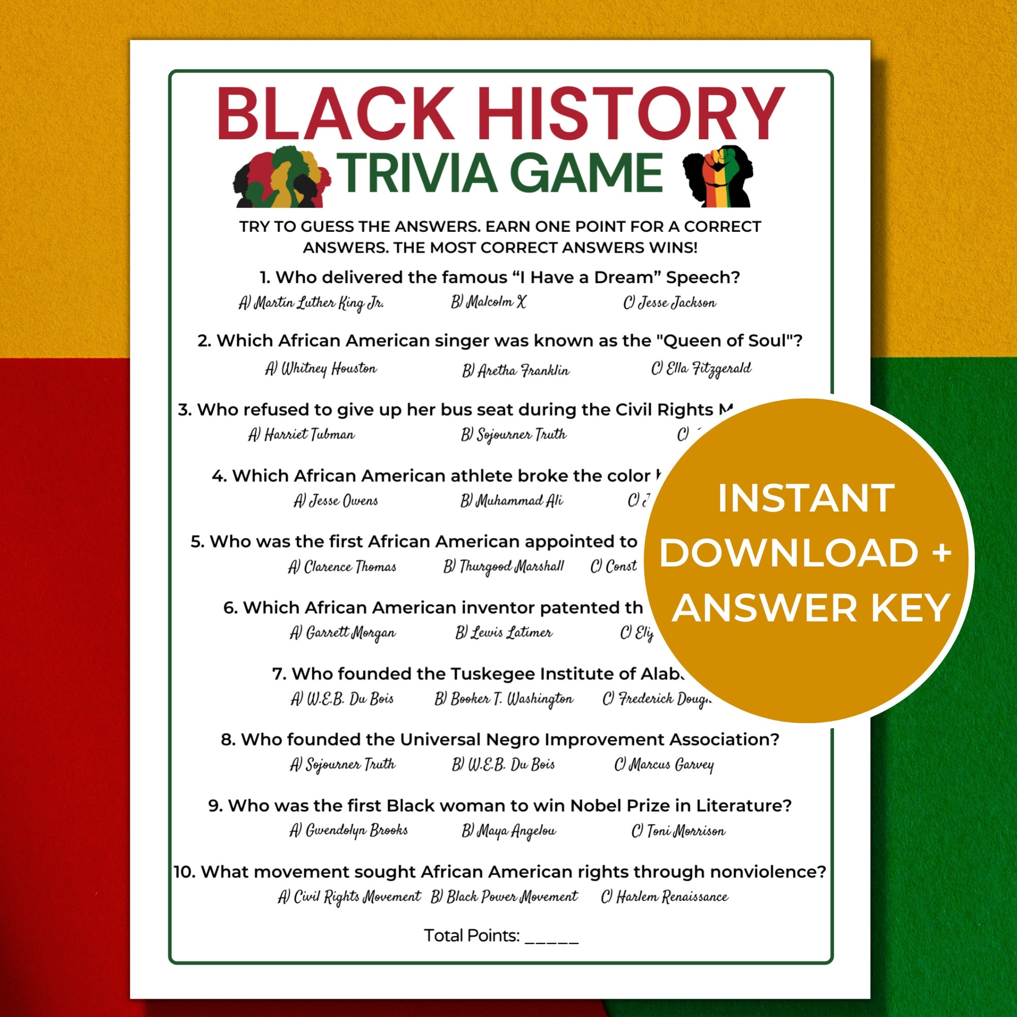Buy Black History Trivia Game Printable Black History Month Game Black History Activity For Kids And Adults Black History Quiz Online In India Etsy