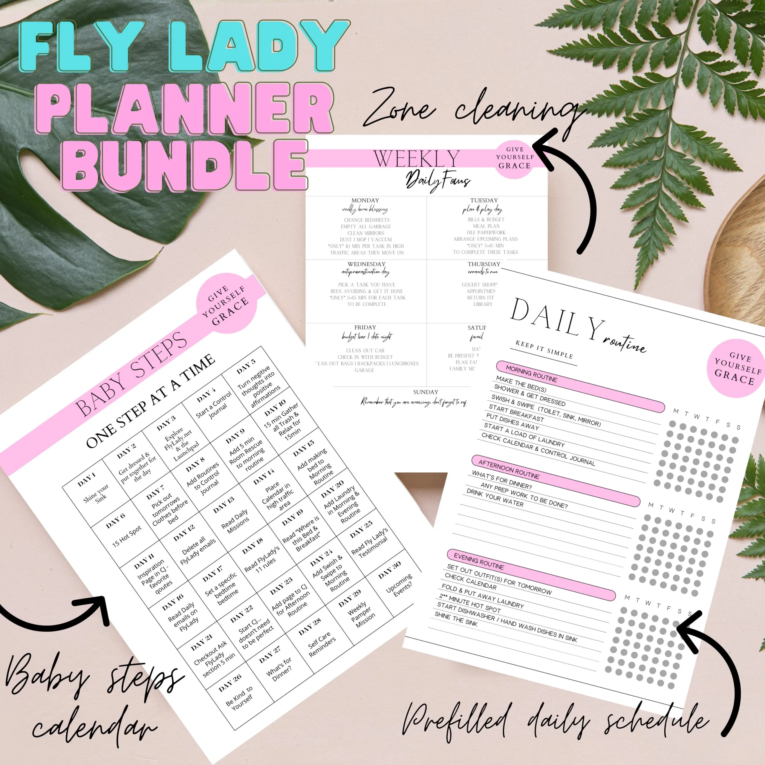 Buy Flylady Routine Cleaning Schedule Printable PDF Flylady Zone Cleaning Flylady Baby Steps Flylady Weekly Monthly Checklist Online In India Etsy
