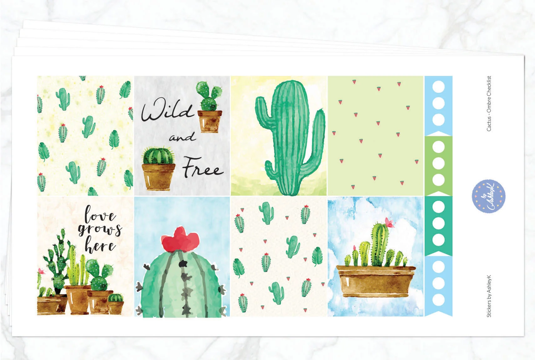 Cactus Weekly Kit Erin Condren Planner Stickers Stickers By AshleyK
