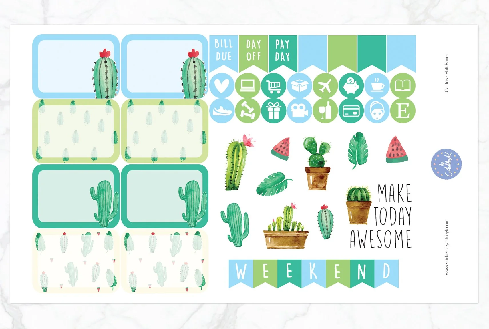Free Printable Desert Planner Stickers Cactus