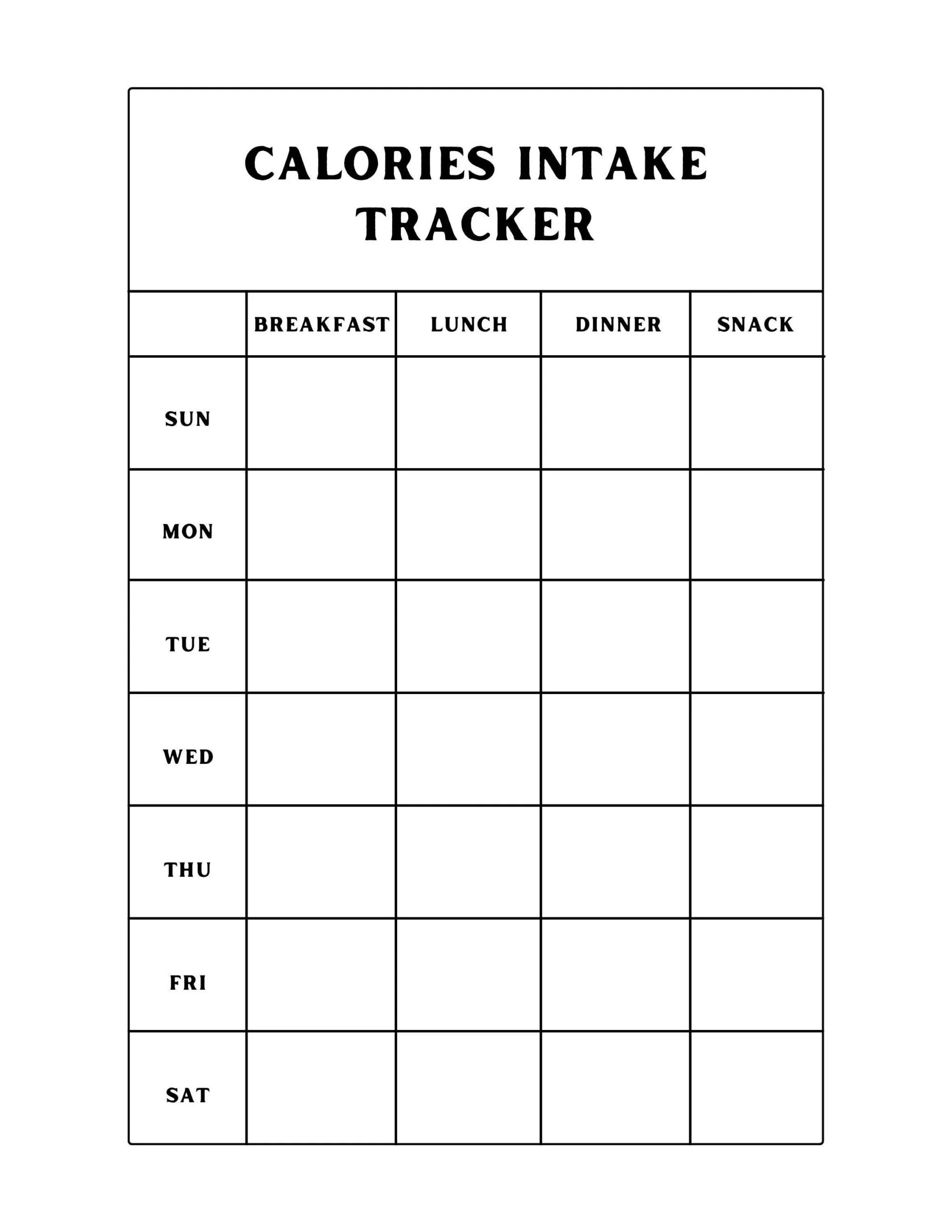 Calorie Intake Tracker Printable PDF Etsy
