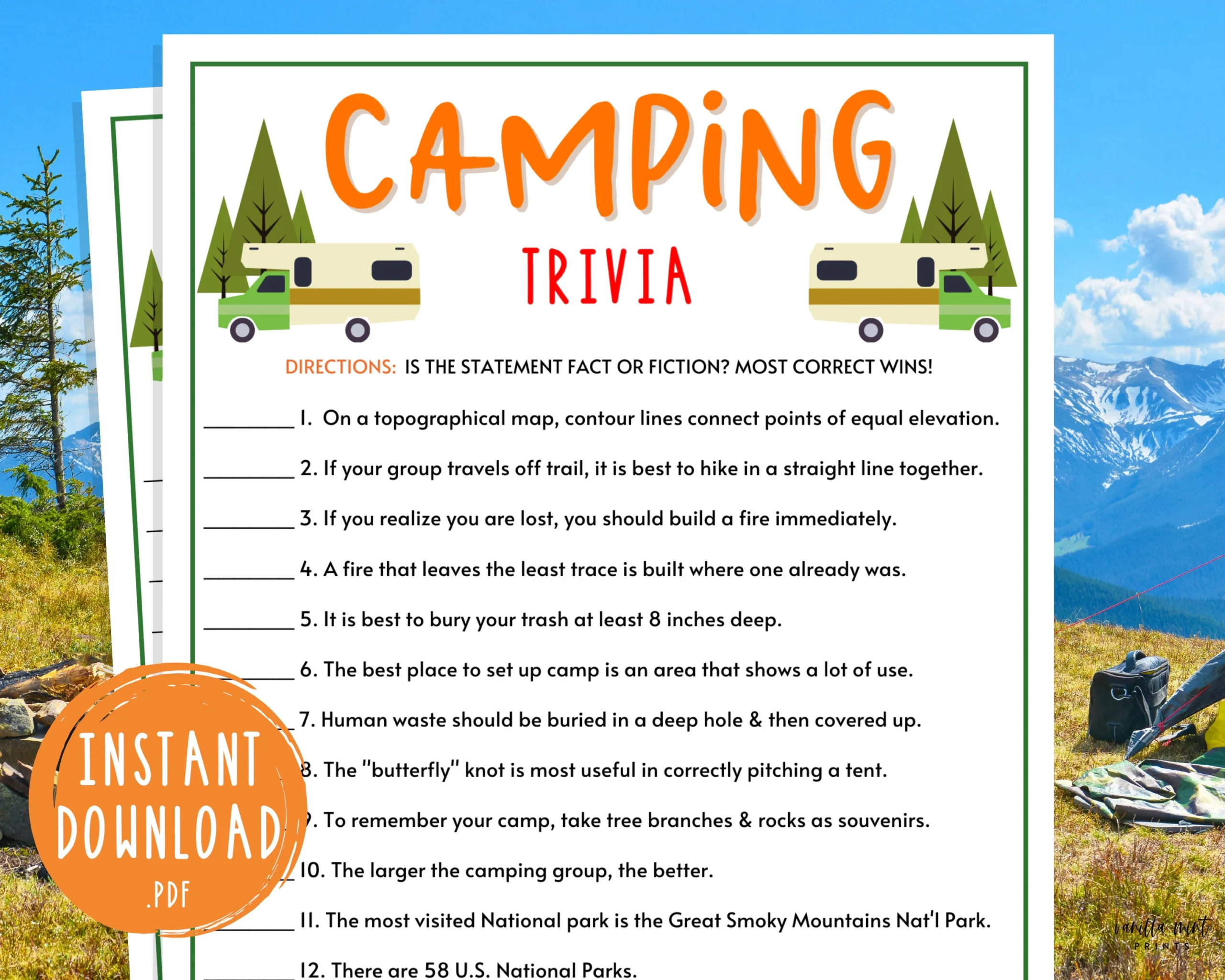 Camp Trivia Games Printable