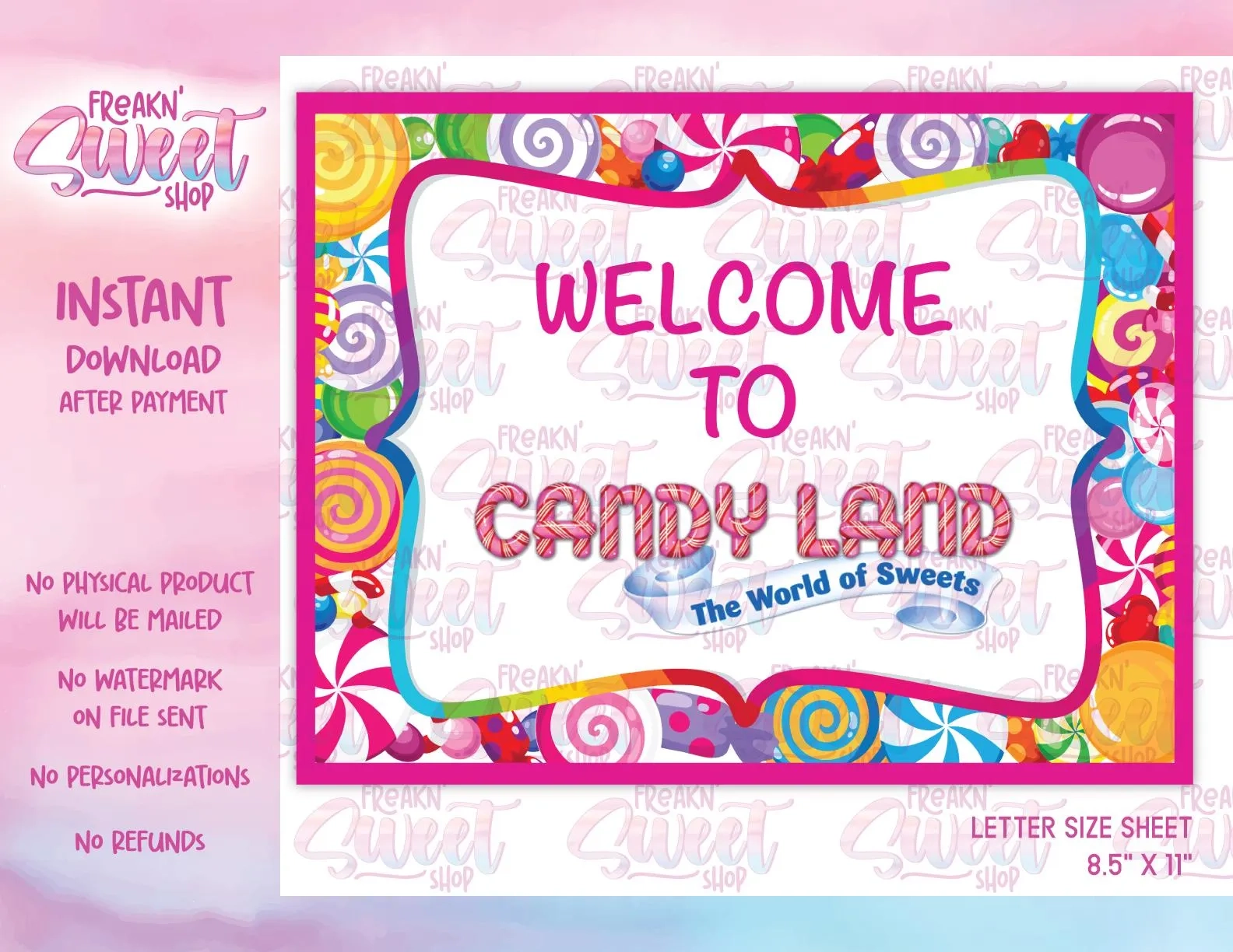8.5x11 Candyland Signs Printable