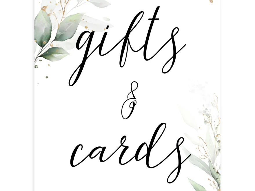 Cards Gifts Table Sign Printable Gold Leaf Wedding Decor OhHappyPrintables