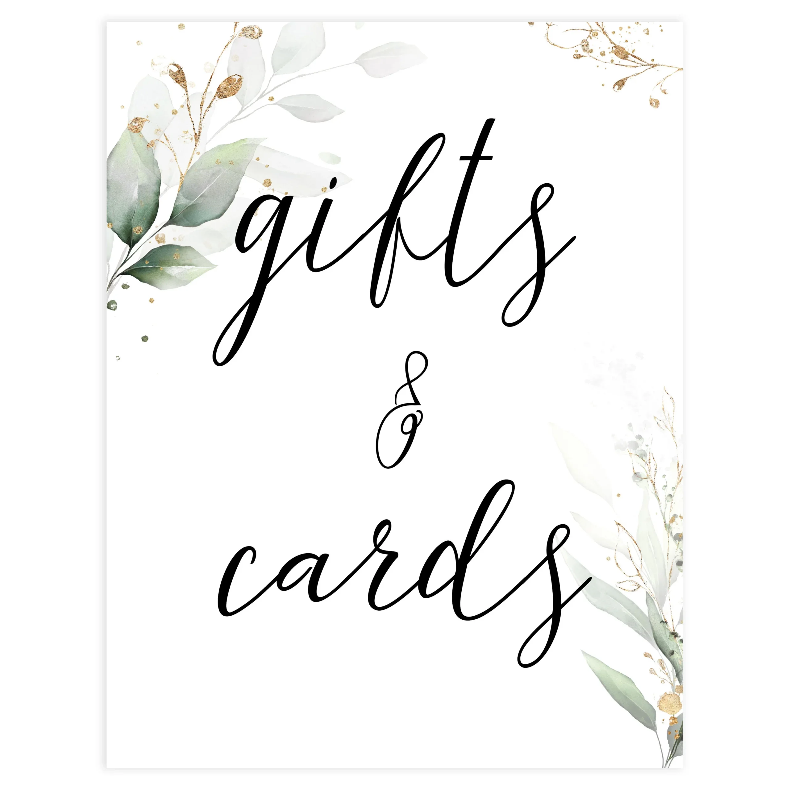 Cards Gifts Table Sign Printable Gold Leaf Wedding Decor OhHappyPrintables