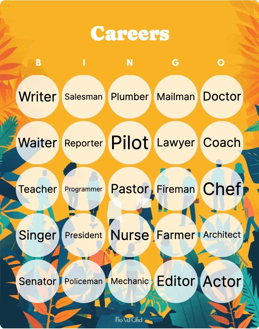 Careers Bingo Printable Customizable Bingo Card Creator