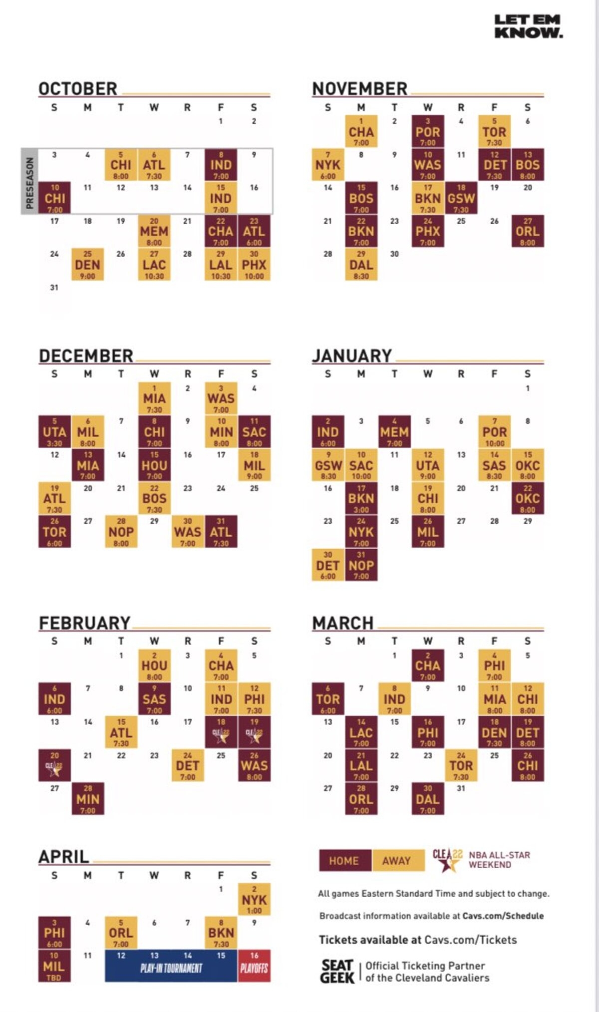Cavs Schedule 2021 22 Cleveland Sports Talk