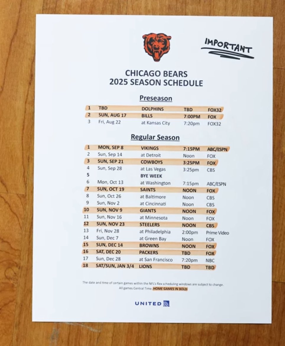 Printable Bears Schedule 2026 Printable Bears Schedule 2026