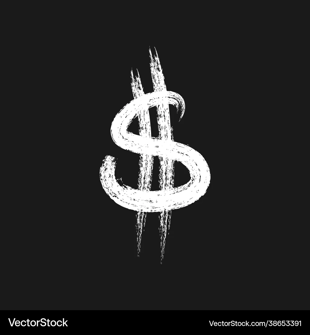 Chalk Dollar Sign On Blackboard Royalty Free Vector Image