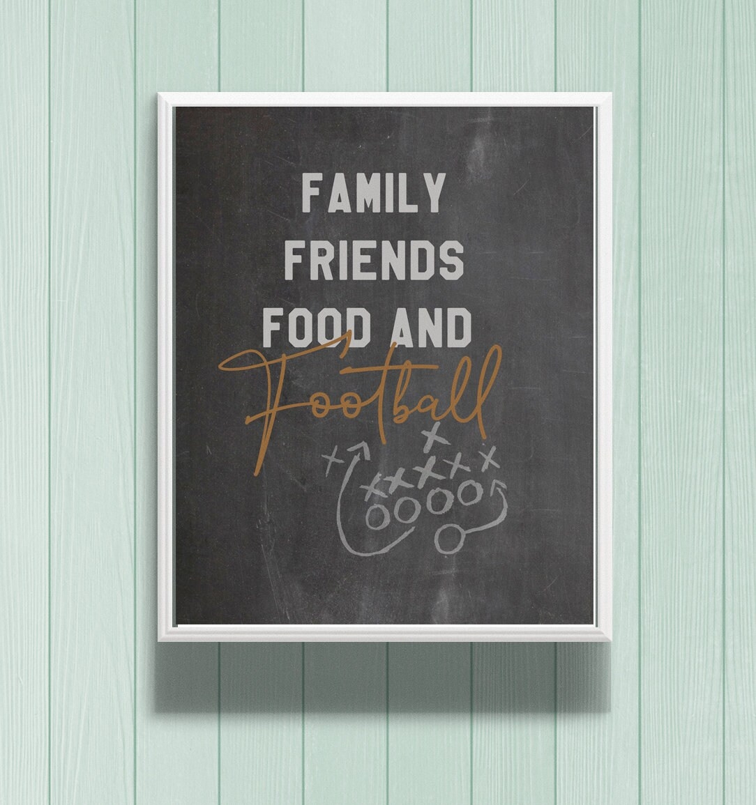 Chalkboard Farmhouse Rustic Football Party Printable Instant Download Wall Art Etsy
