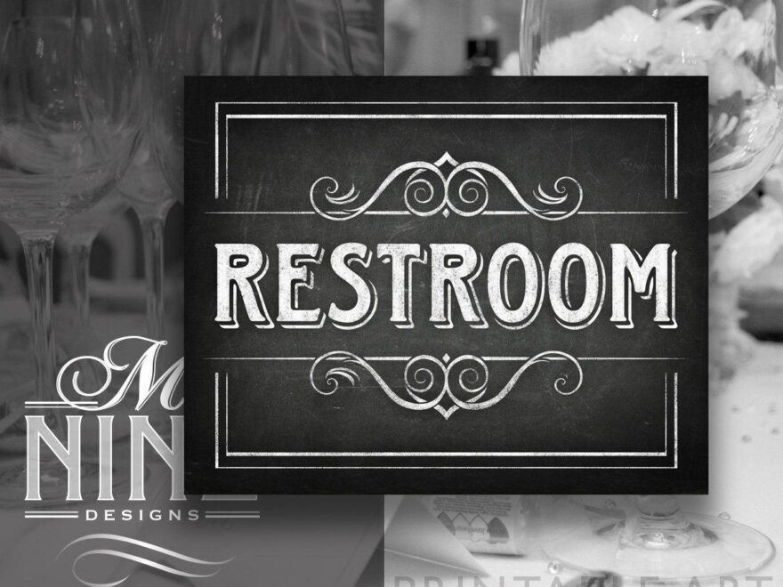 Chalkboard Printable Signs RESTROOM Sign Downloads Chalkboard Party Printables Chalk Wedding Sign Chalk Party Sign BWC28 Etsy