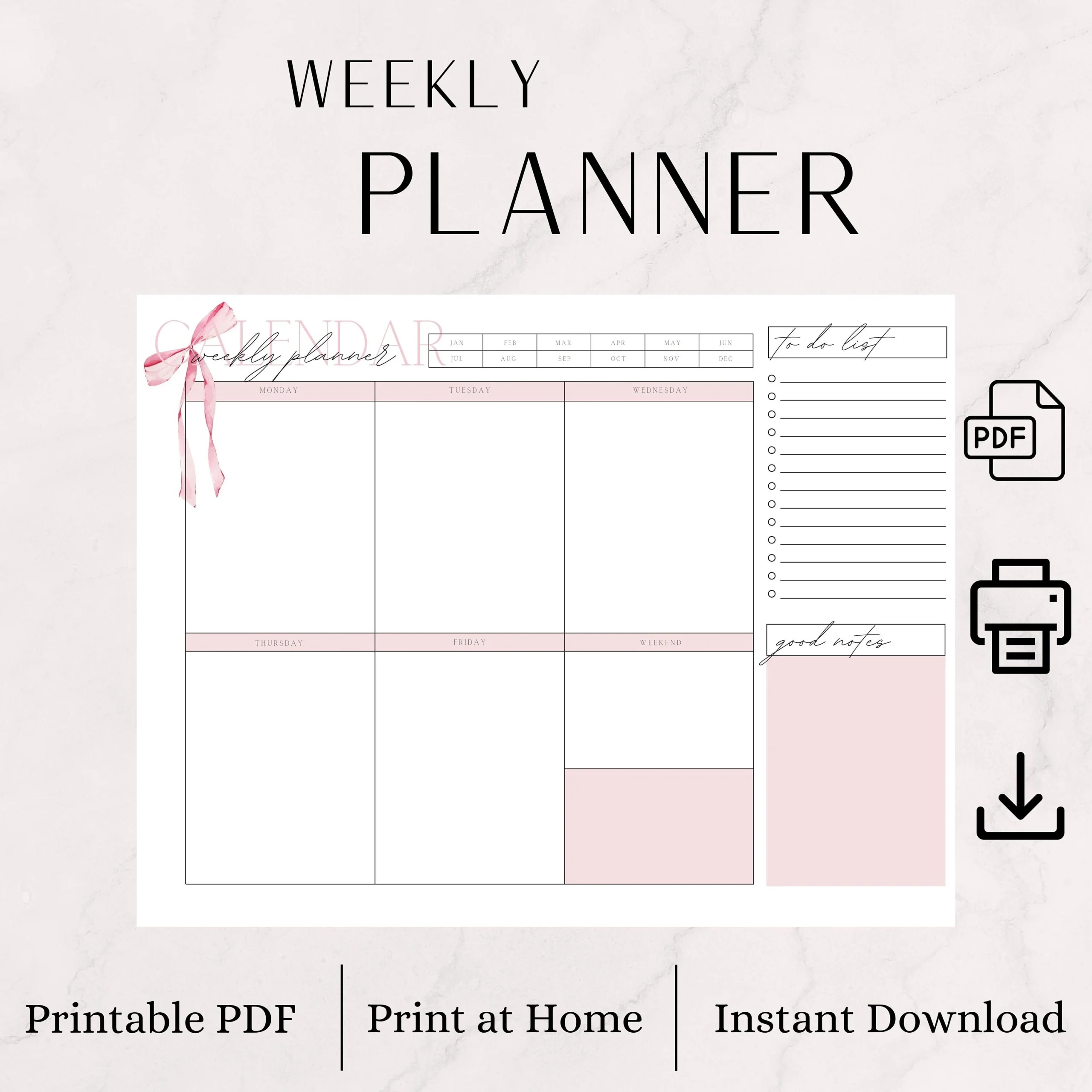 Bow Planner Printable Free